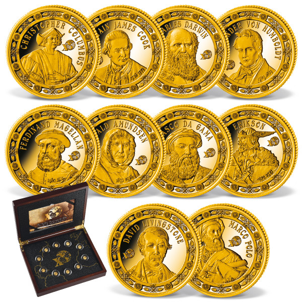 Kompletní sada 10 zlatých mincí "Největší objevitelé světa" CZ_1739130_1